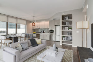 Spacious 3 bedroom residents feature stylish finishes and stunning floor-to-ceiling windows and built-in bookshelves *in select apartment homes